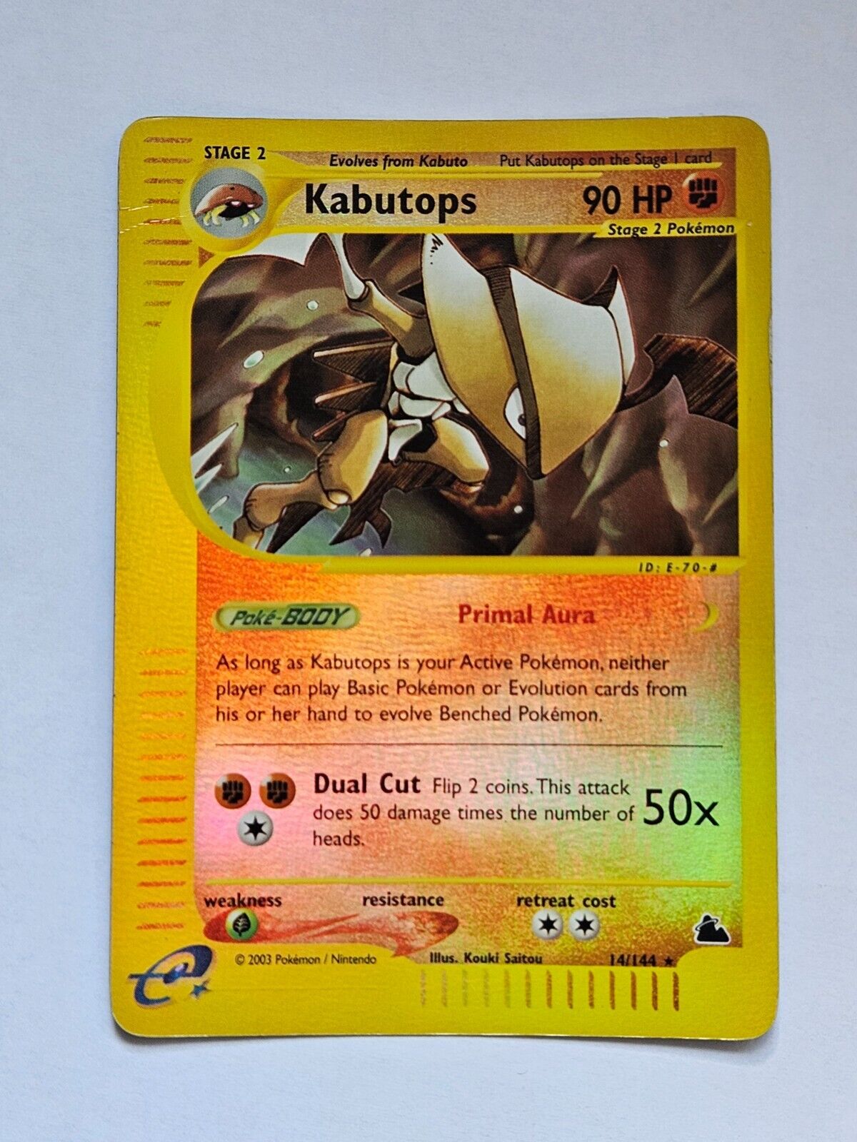 Kabutops 14/144 Skyridge Rare Reverse Holo Pokemon Card WOTC 2003 - Light Play