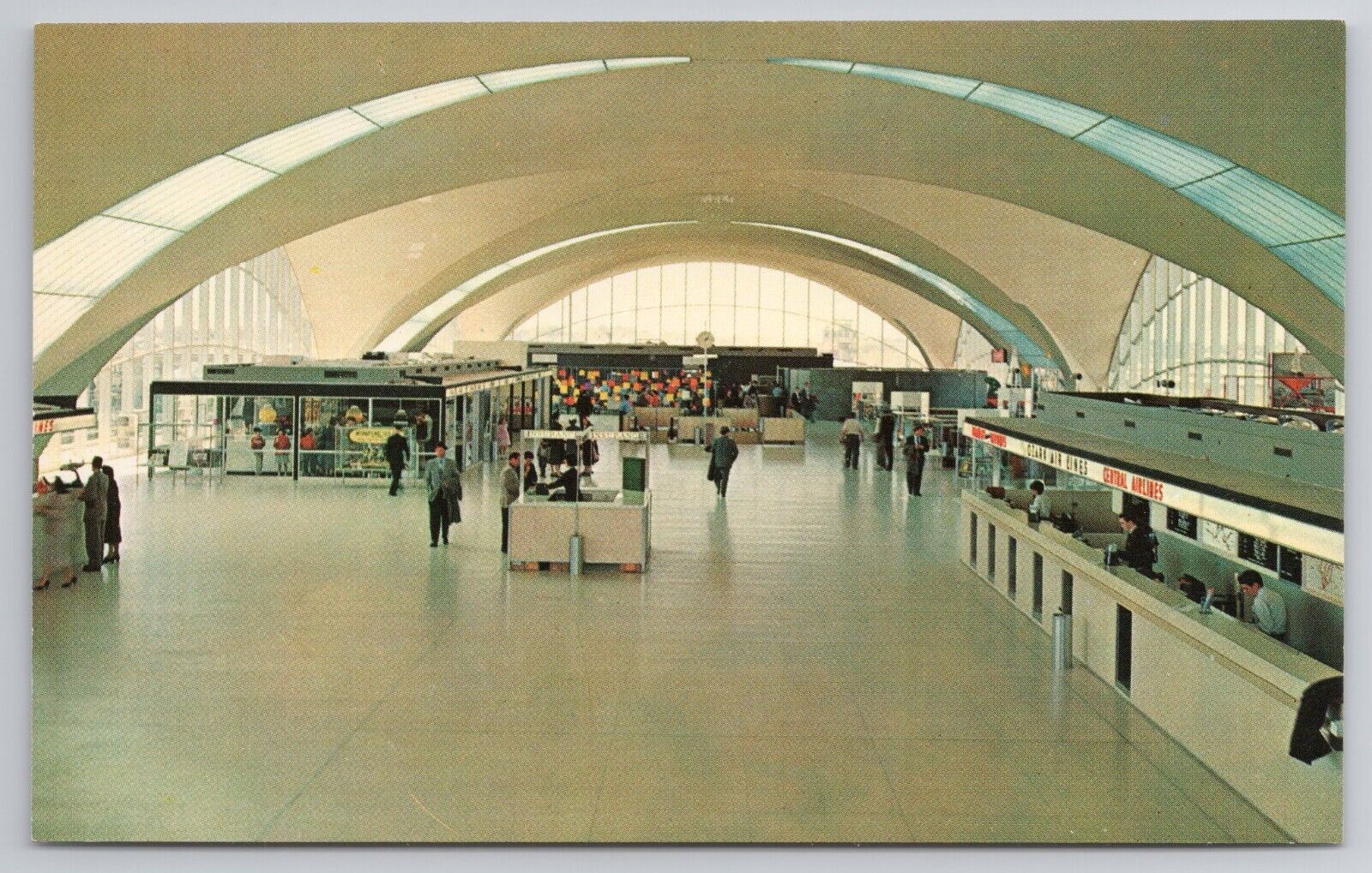 Postcard Interior View Of Airport Terminal Building Missouri Lambert St Louis