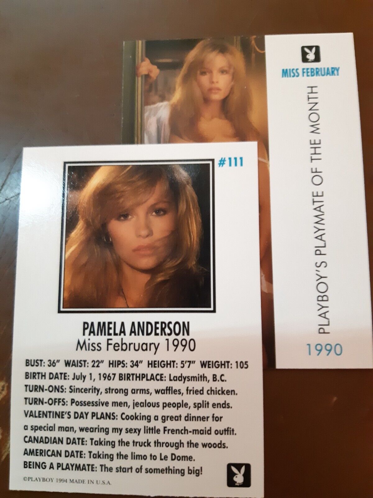 1993 Playboy February Edition Pamela Anderson Card #111---FREE SHIPPING---