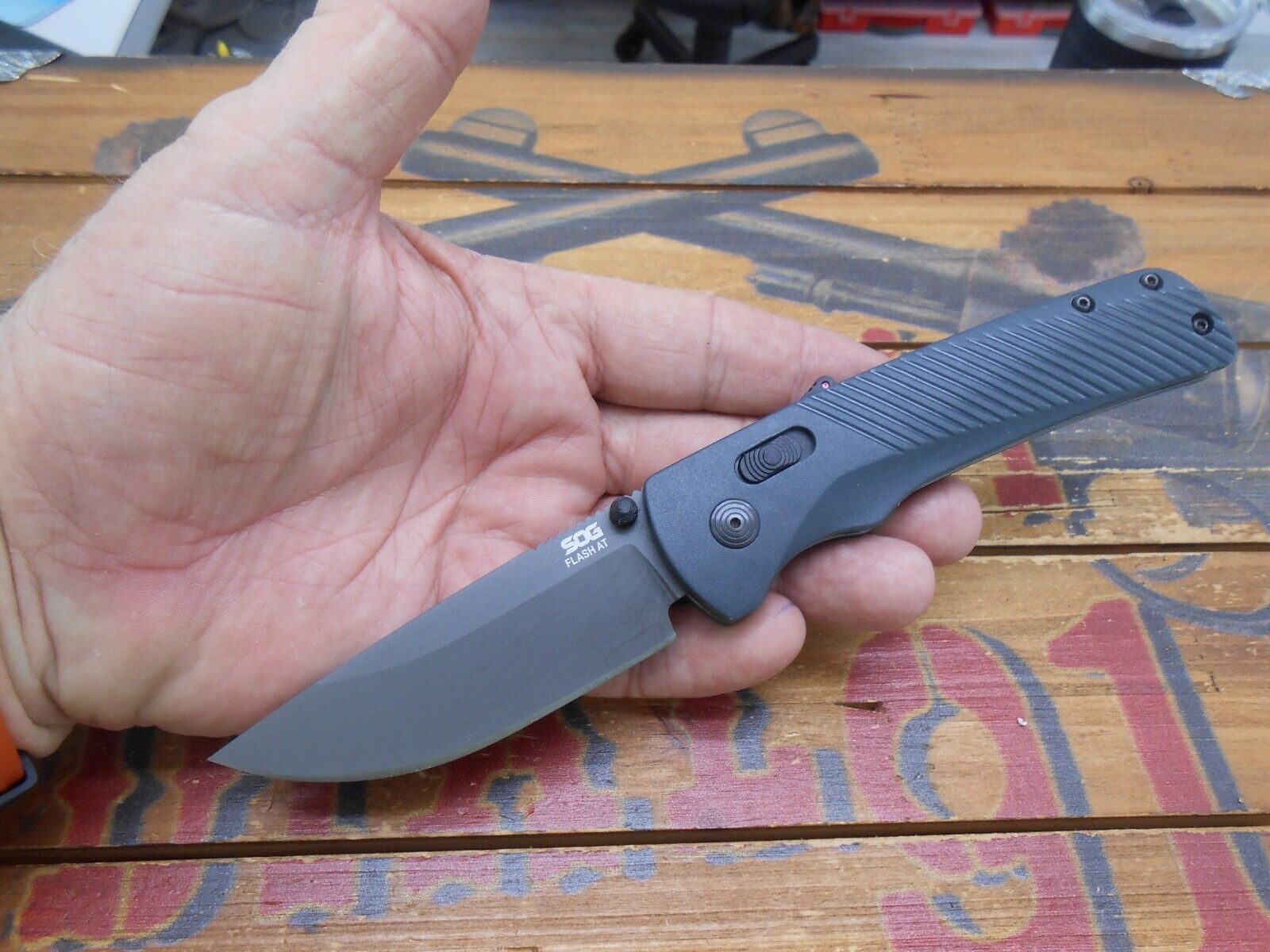 SOG Flash AT Assisted Open Knife Plain Edge Blade Cryo D2