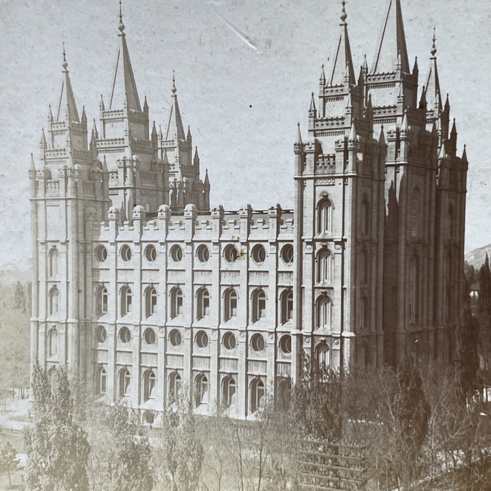 Antique 1890s Salt Lake Mormon Temple w Text Stereoview Photo Card P1823