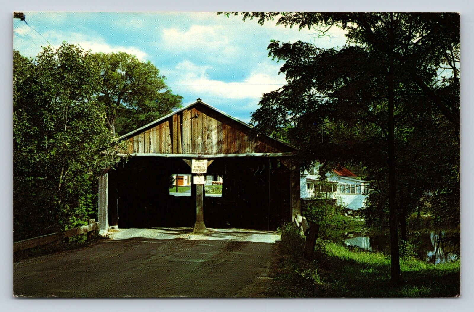 Pulp Mill Covered Bridge Addison County Vintage Postcard A147