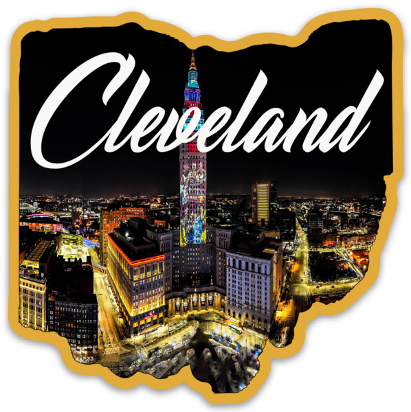 Cleveland Ohio Terminal Twer NBA All Star Game 2022 Digital Mural Die-cut MAGNET