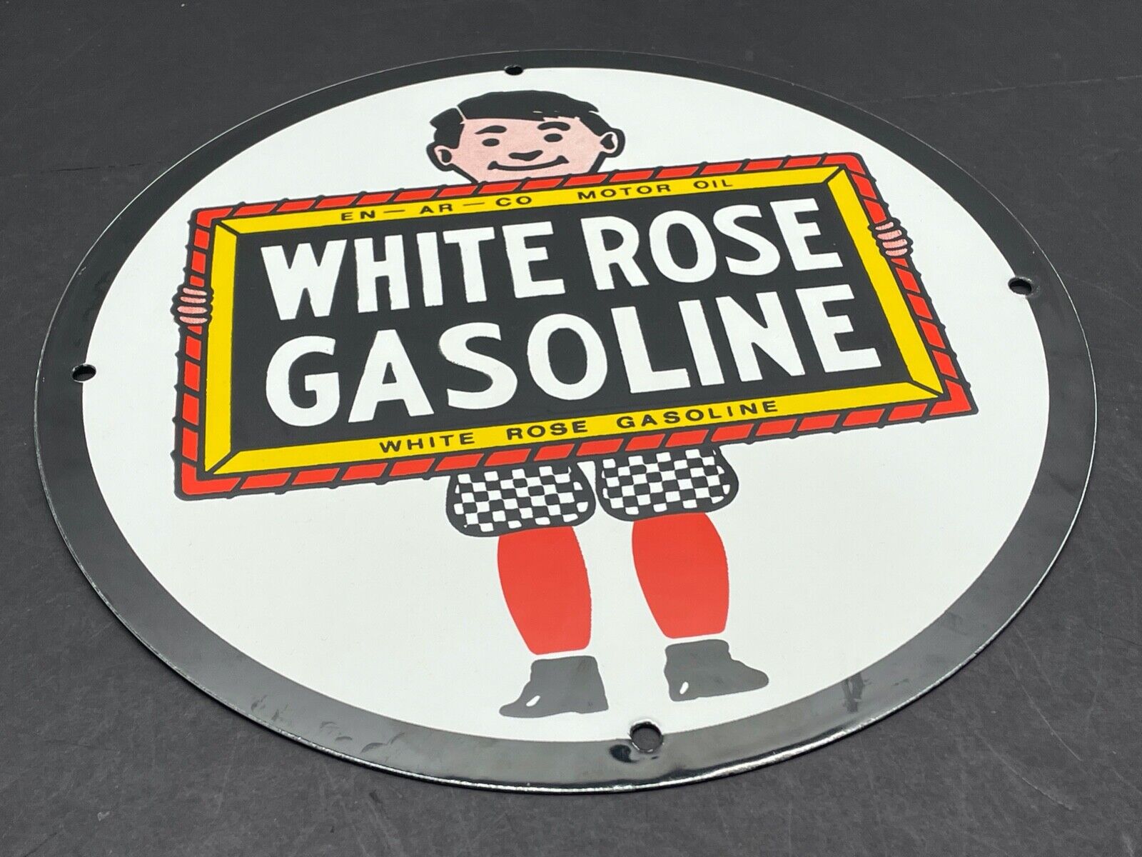 VINTAGE WHITE ROSE GASOLINE & EN-AR-CO MOTOR OIL 12\
