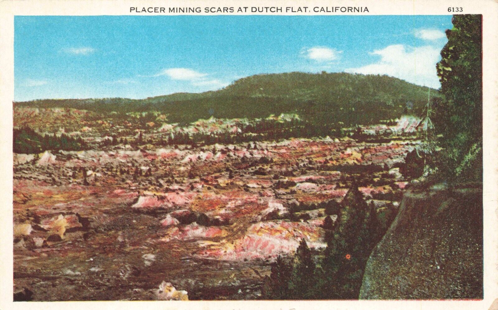 Postcard CA Dutch Flat Placer Mining Scars Gold Mining Location