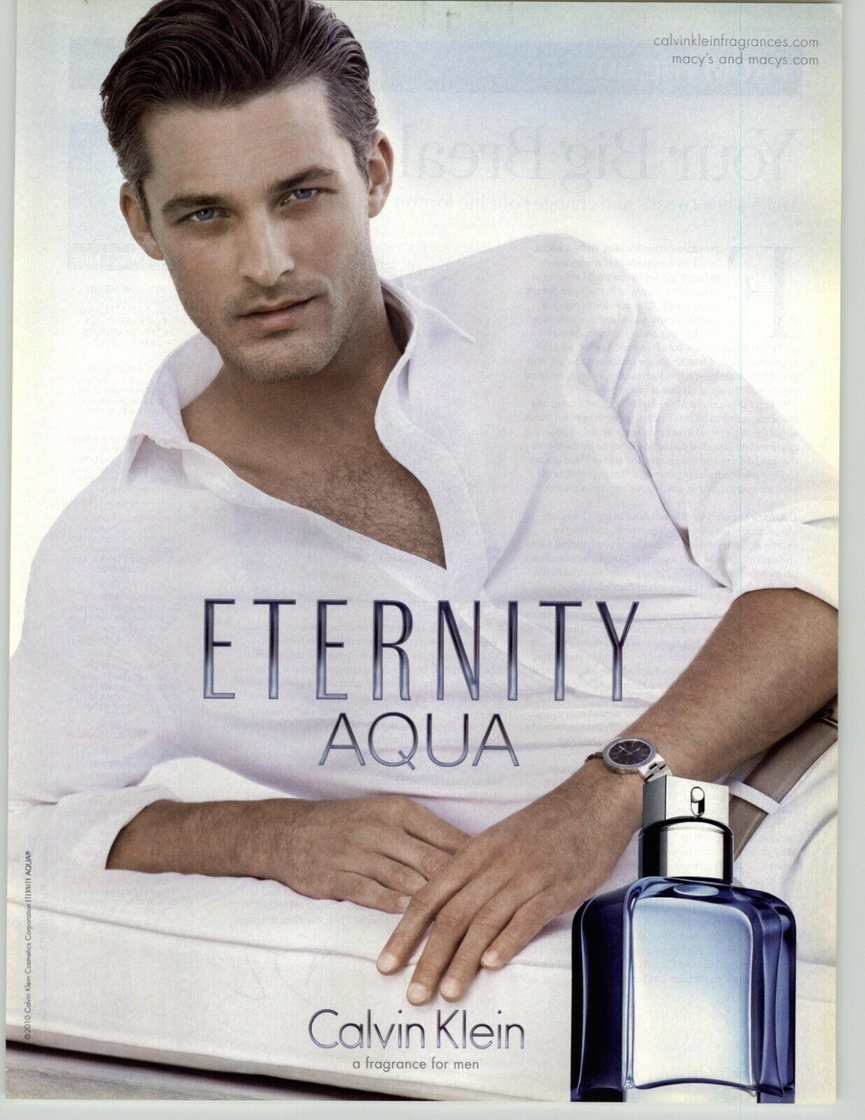 2011 Calvin Klein Eternity Aqua Mens Cologne Attractive Man Photo Vintage Ad  