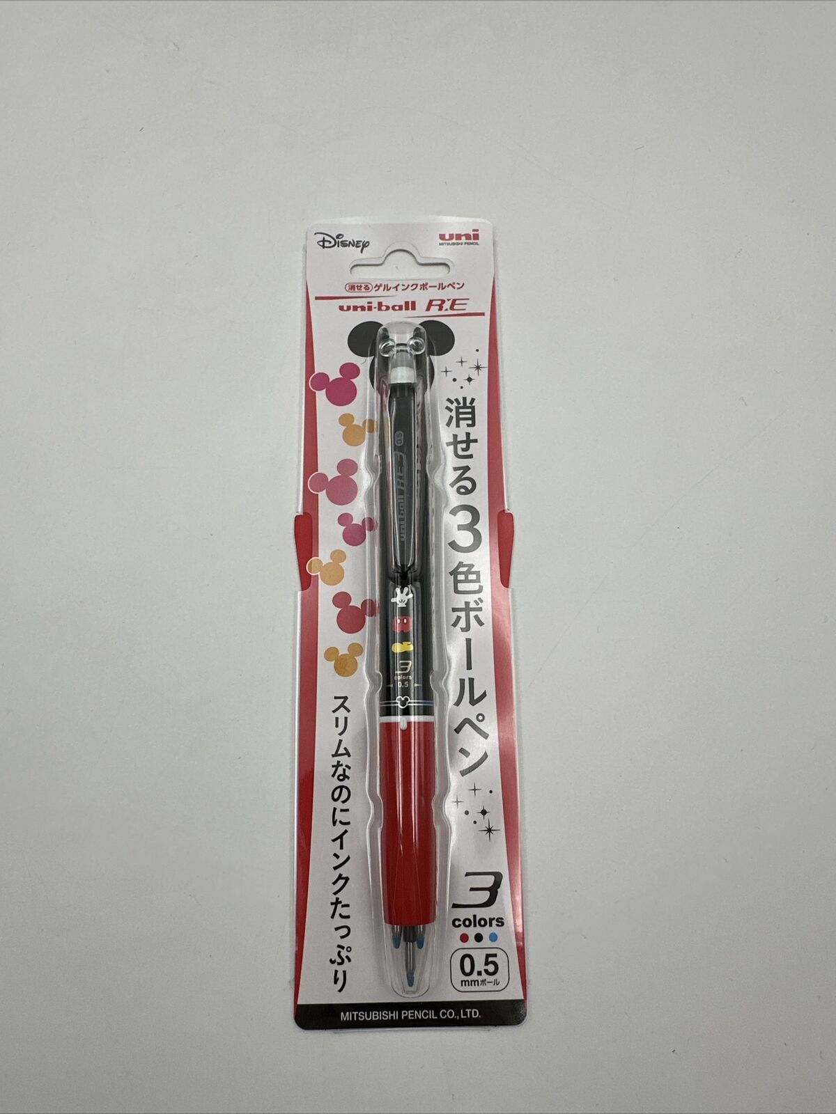 Disney x Uniball Japan: Mickey Erasable 3 Colored Pen: Red, Blue, Black (B7)