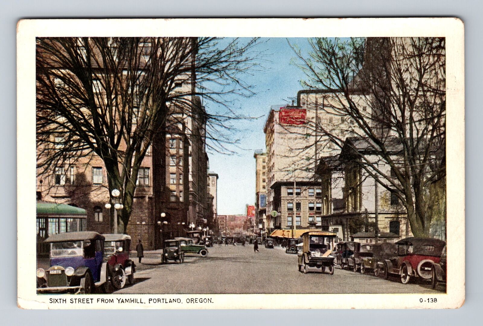 Portland OR-Oregon, Sixth Street From Yamhill, Souvenir, Vintage Postcard
