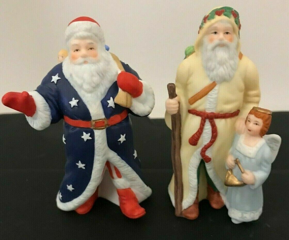 Lenox Miniature Santa Collection Patriotic & Bavarian Santa Porcelain Figurines 