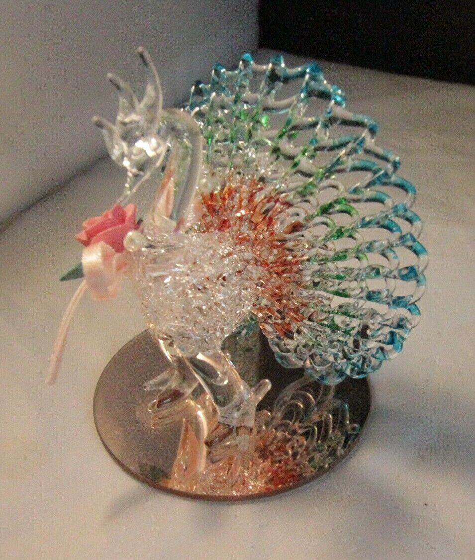 Peacock Hand Blown Spun Art Glass