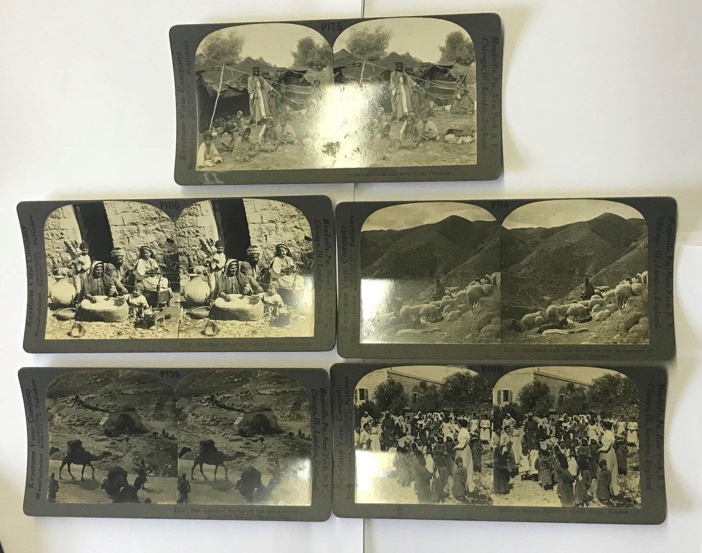 Set of 5 Stereoscopic View Cards Palestine
