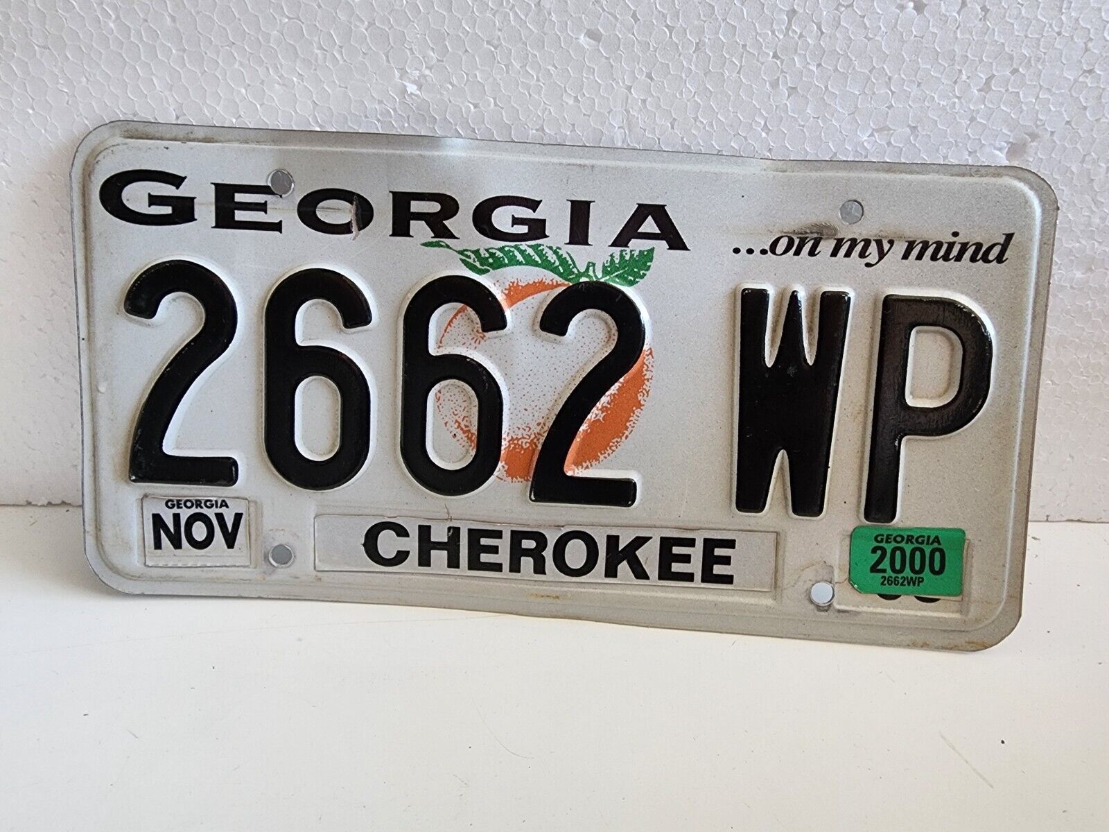 Vintage 2000 GA Georgia Cherokee LICENSE PLATE CAR Auto Peach Passenger Plate