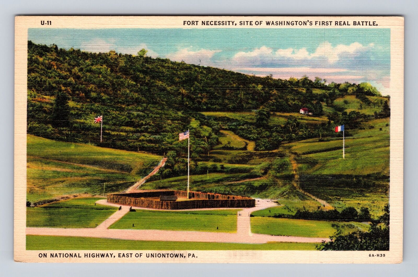Fort Necessity PA-Pennsylvania, Site Washington's First Battle, Vintage Postcard
