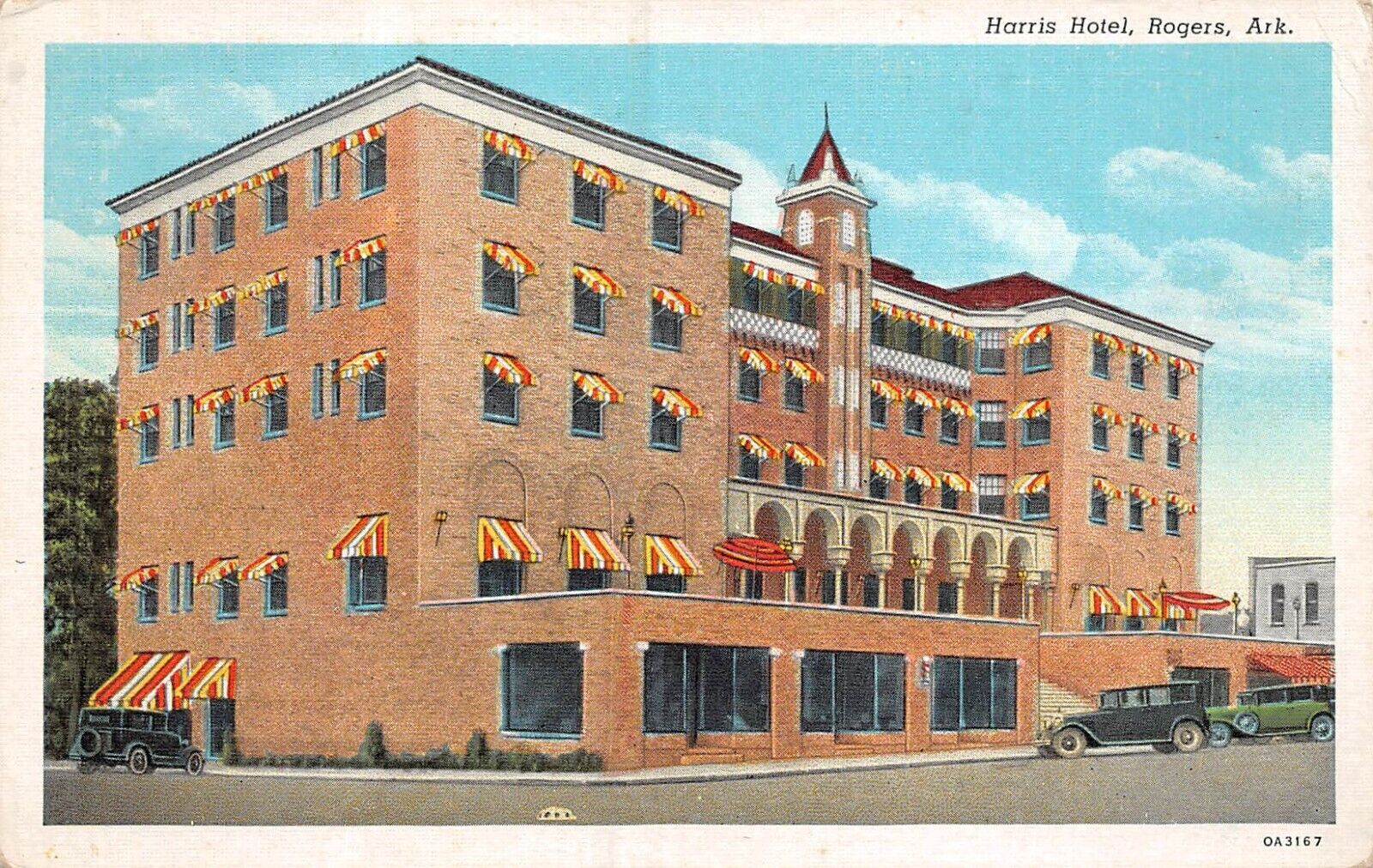 Harris Hotel Rogers Arkansas 1939 Postcard