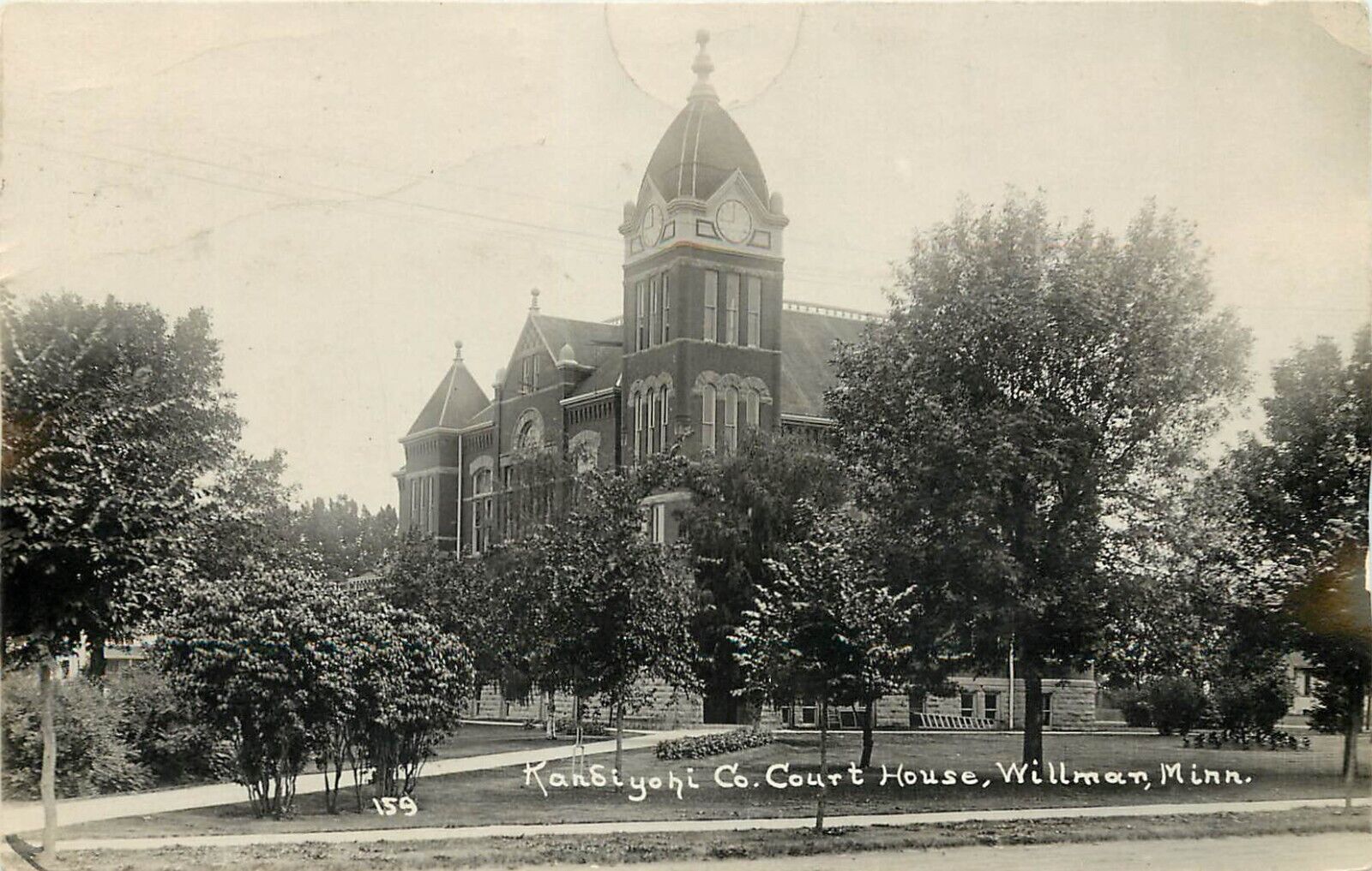 RPPC Postcard 159. Willmar MN Kandiyohi County Court House, Posted 1923