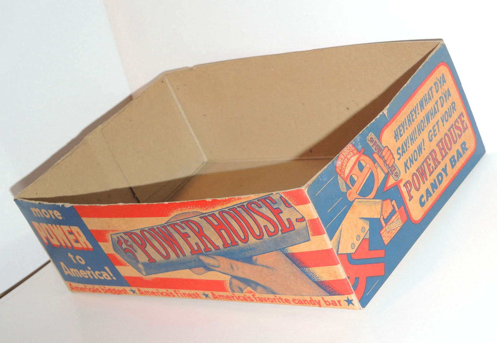 1930's-40's Power House Cardboard Candy Bar Advertising Store Display Box ~RARE