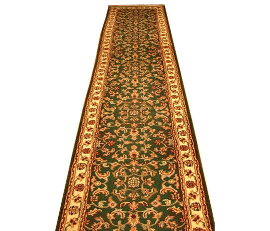 20 foot Green Kitchen Carpet Runner Agra All-Over Original Design 30 x 240 in