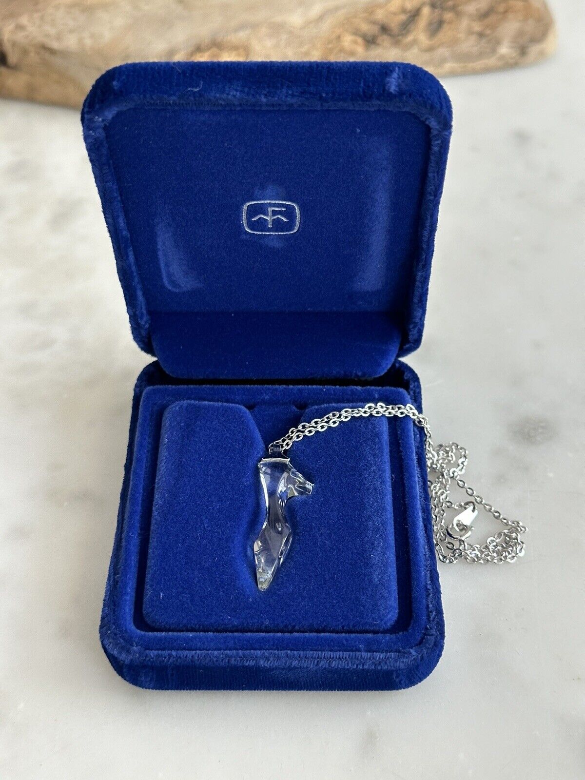 Original Vintage Franklin Mint Cinderella Glass Slipper Necklace Box Certificate