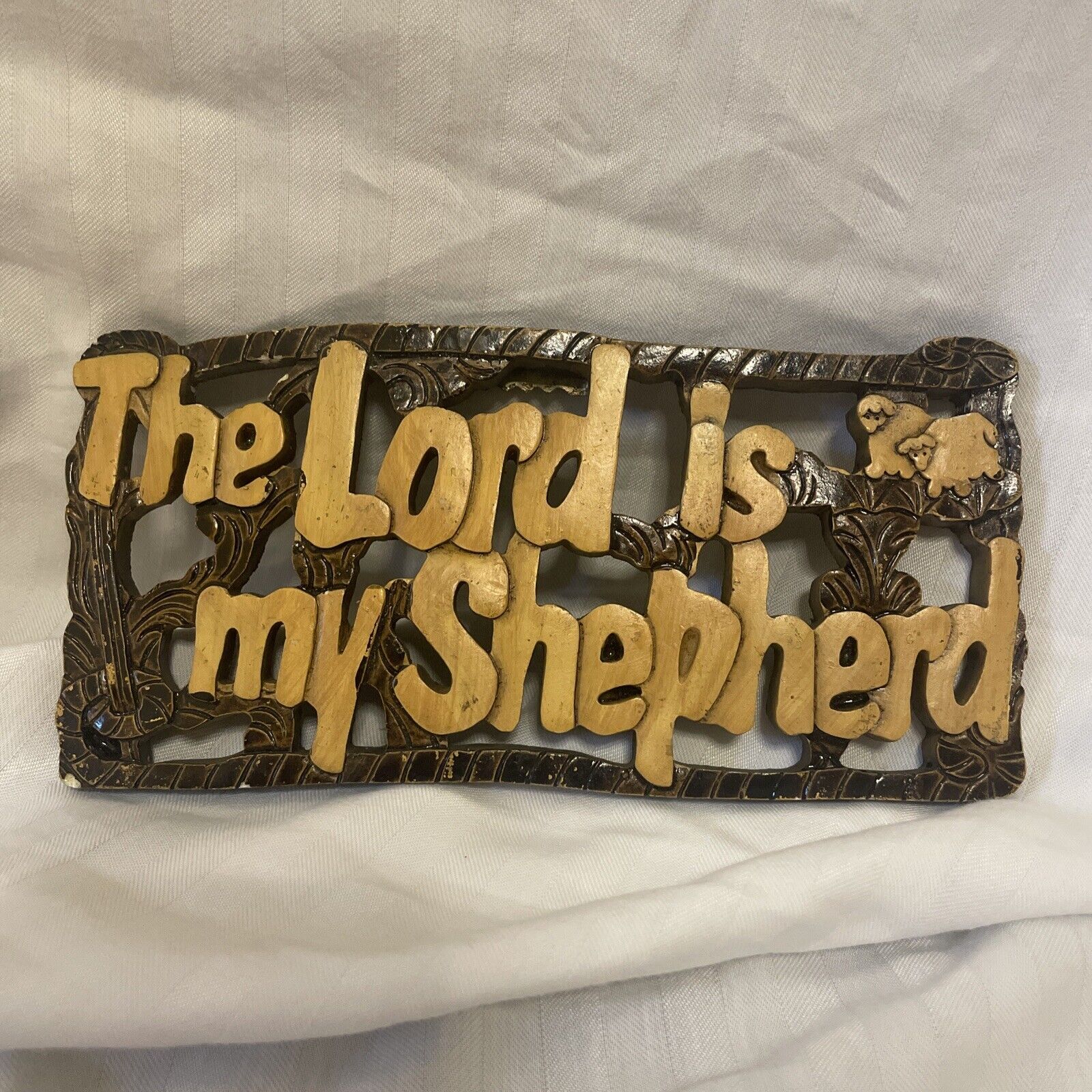 The Lord is my Shepherd Cast Resin Wall Plaque