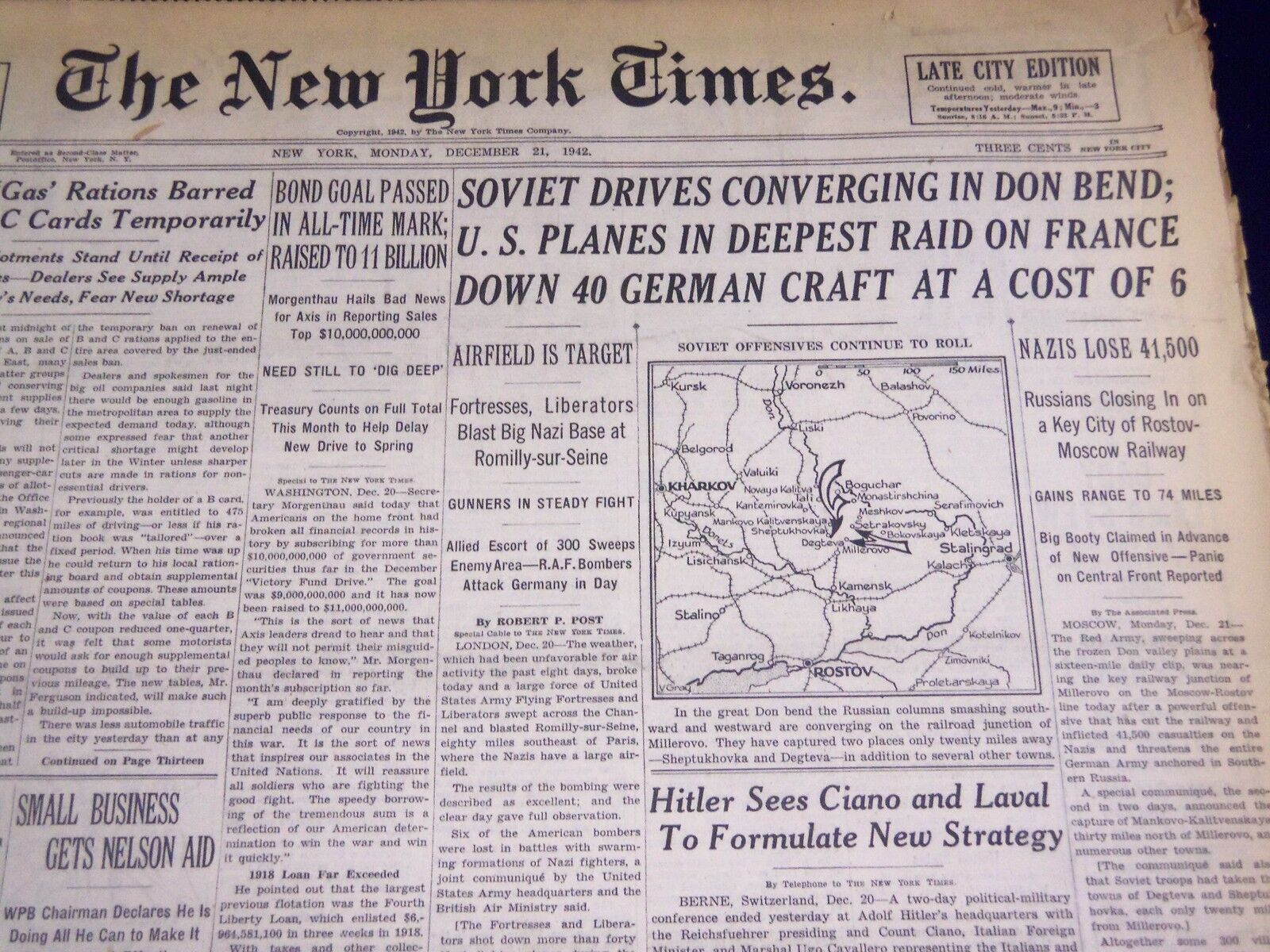 1942 DEC 21 NEW YORK TIMES - U. S. PLANES IN DEEPEST RAID ON FRANCE - NT 1147