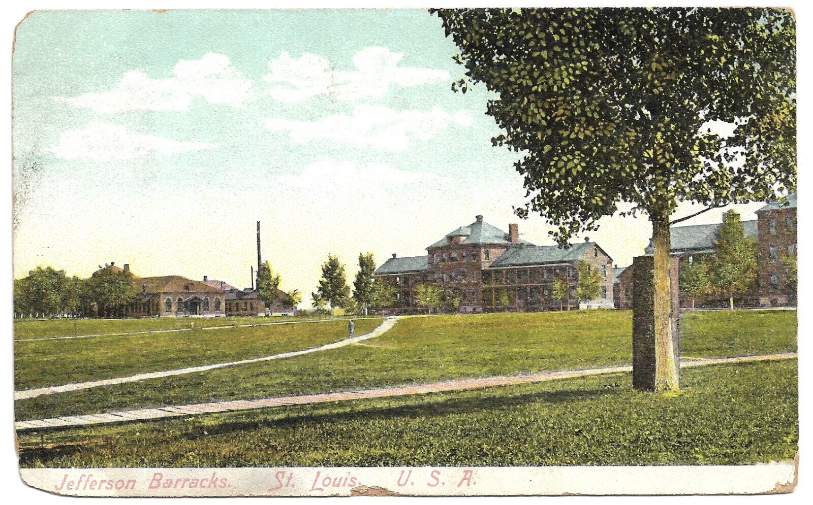 St Louis Missouri MO Jefferson Military Barracks 1907 Vintage Postcard