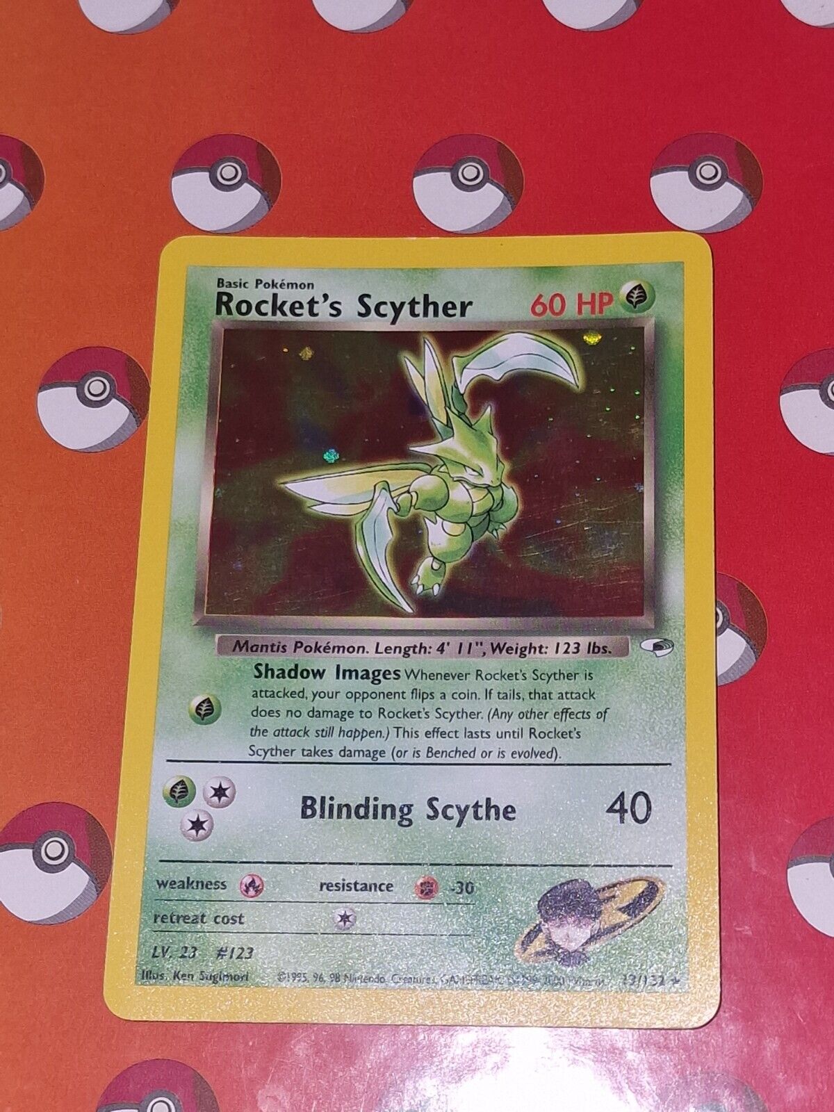 Pokemon Card Rocket\'s Scyther 13/132 Holo Rare Gym Heroes