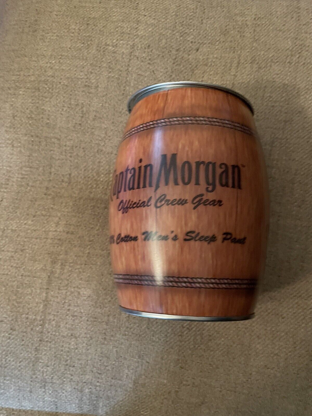 Vintage Captain Morgan Bank Rum Barrel Dent On Back Of Tin