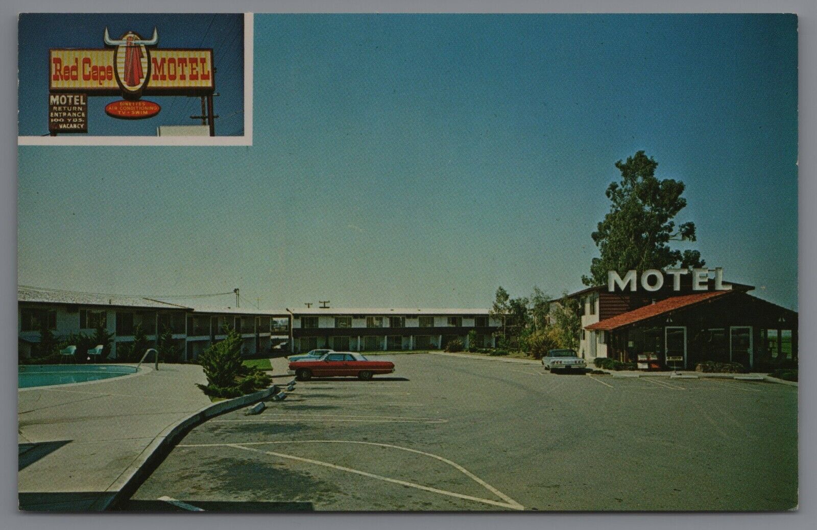 THE RED CAPE MOTEL Hayward California postcard A6