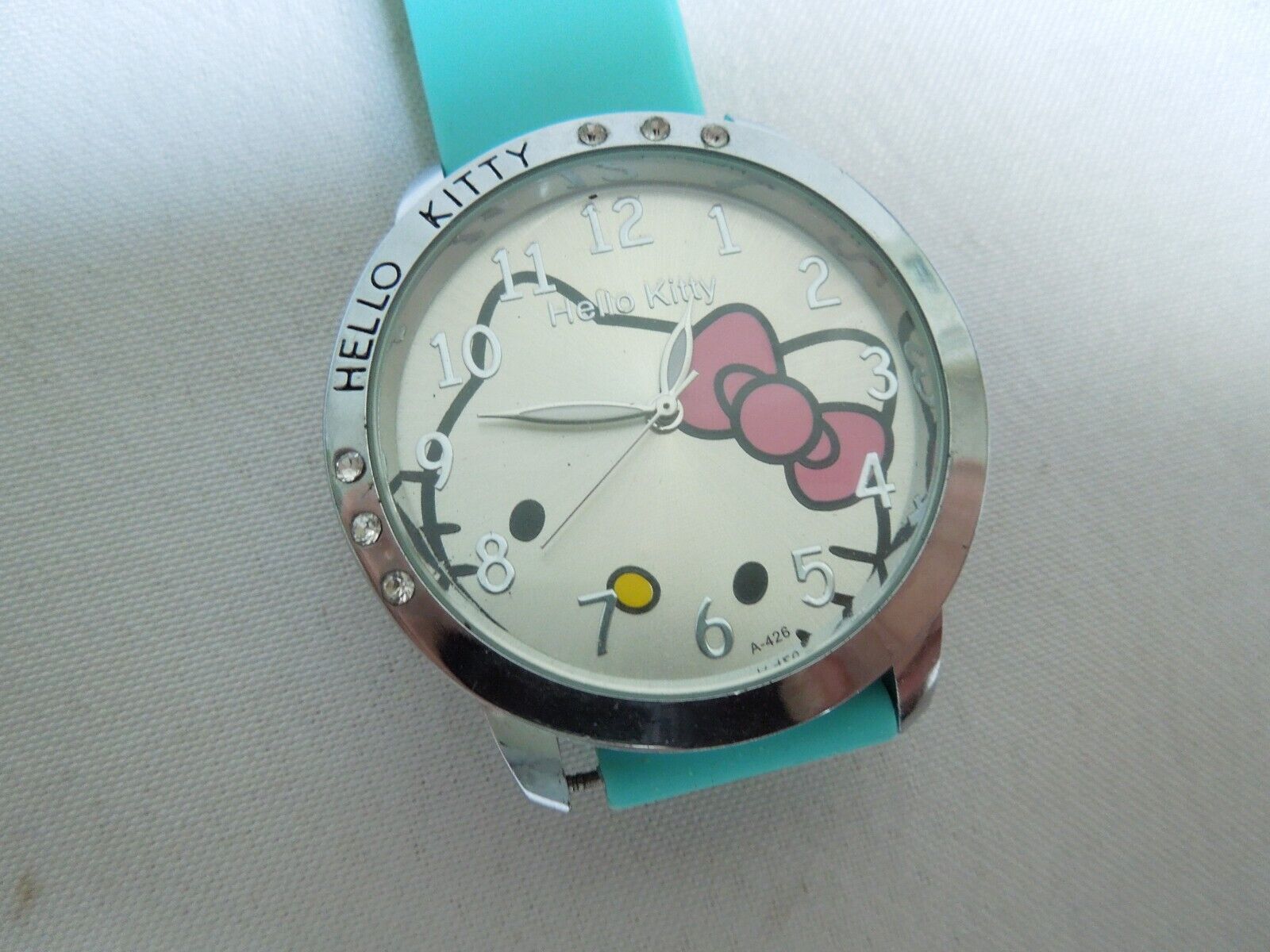 Hello Kitty Wristwatch A-426 Turquoise Color Gel Band 1 1/2\