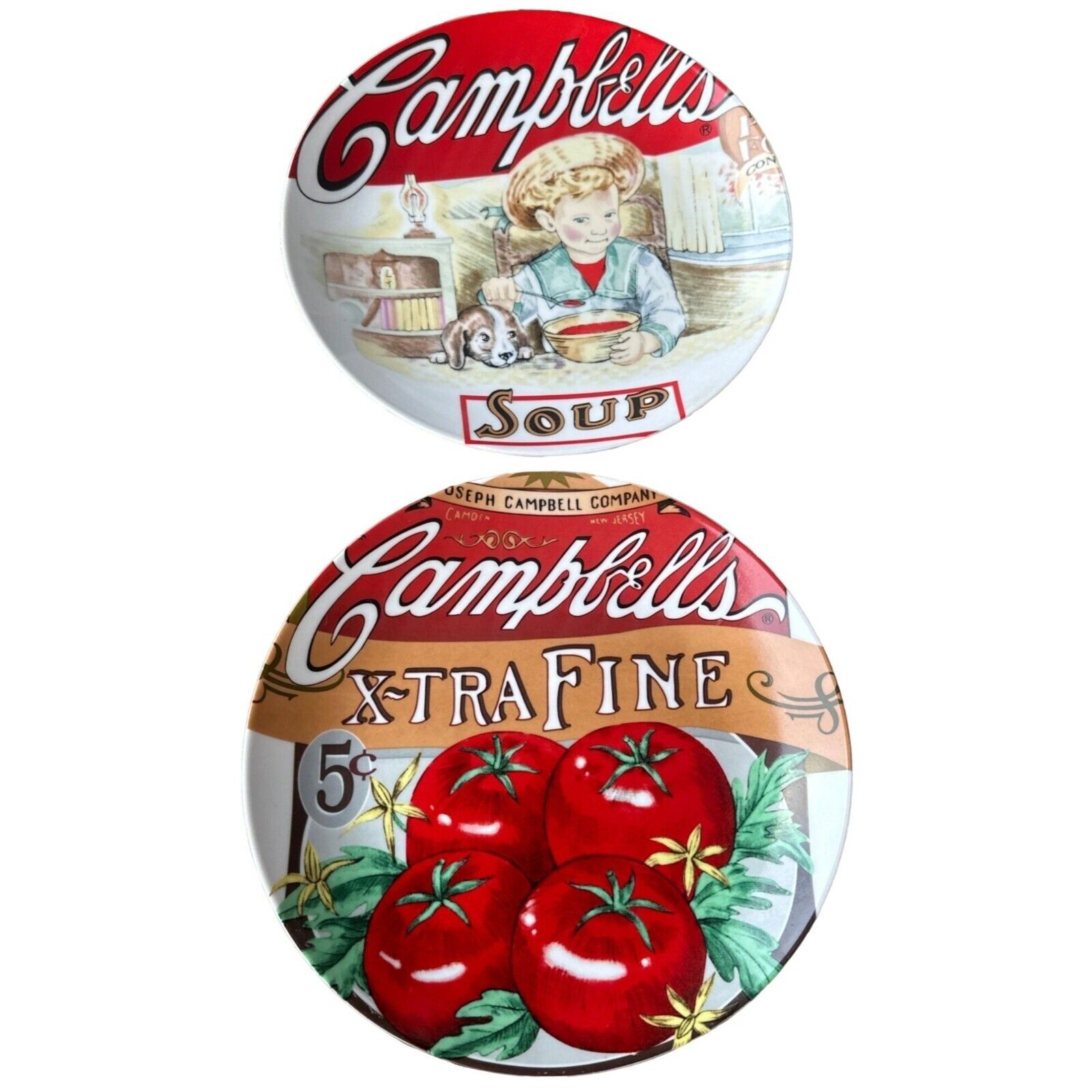 VTG 2003 Set of 2 Campbell\'s Soup Heritage Collection Ceramic Decorative Plates
