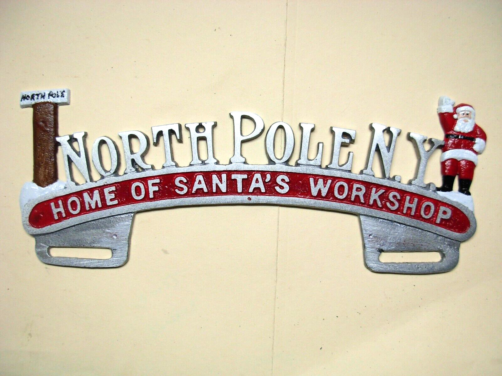 LICENSE PLATE TOPPER, NEW YORK, NORTH POLE, HOME OF SANTA\'S WORKSHOP ,NEW