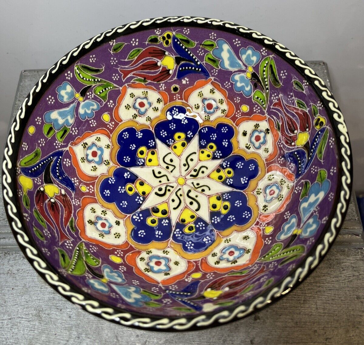 Artistic Bowl Hand Made Ceramic Hand Decorated Vintage Collectable Bowl Plate