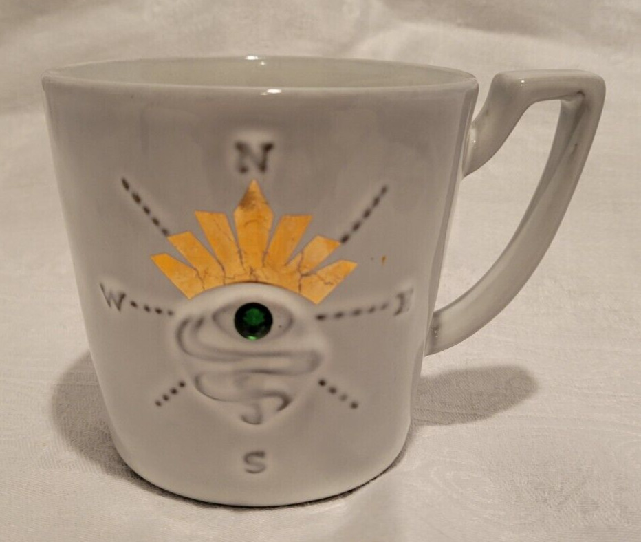 2014 Starbucks Siren\'s Eye Compass & Green Crystal Gold Crown Anniversary Mug