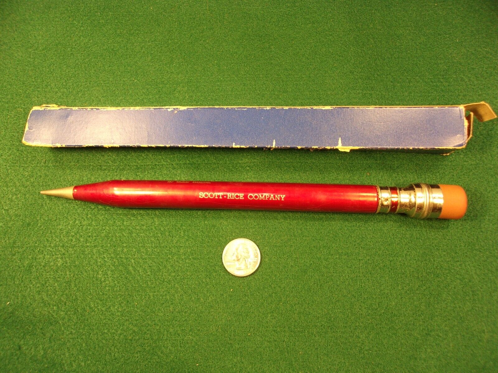 EXTREMELY LARGE OLD VTG MECHANICAL PENCIL (HUMEROUS POEM):  SCOTT-RICE COMPANY