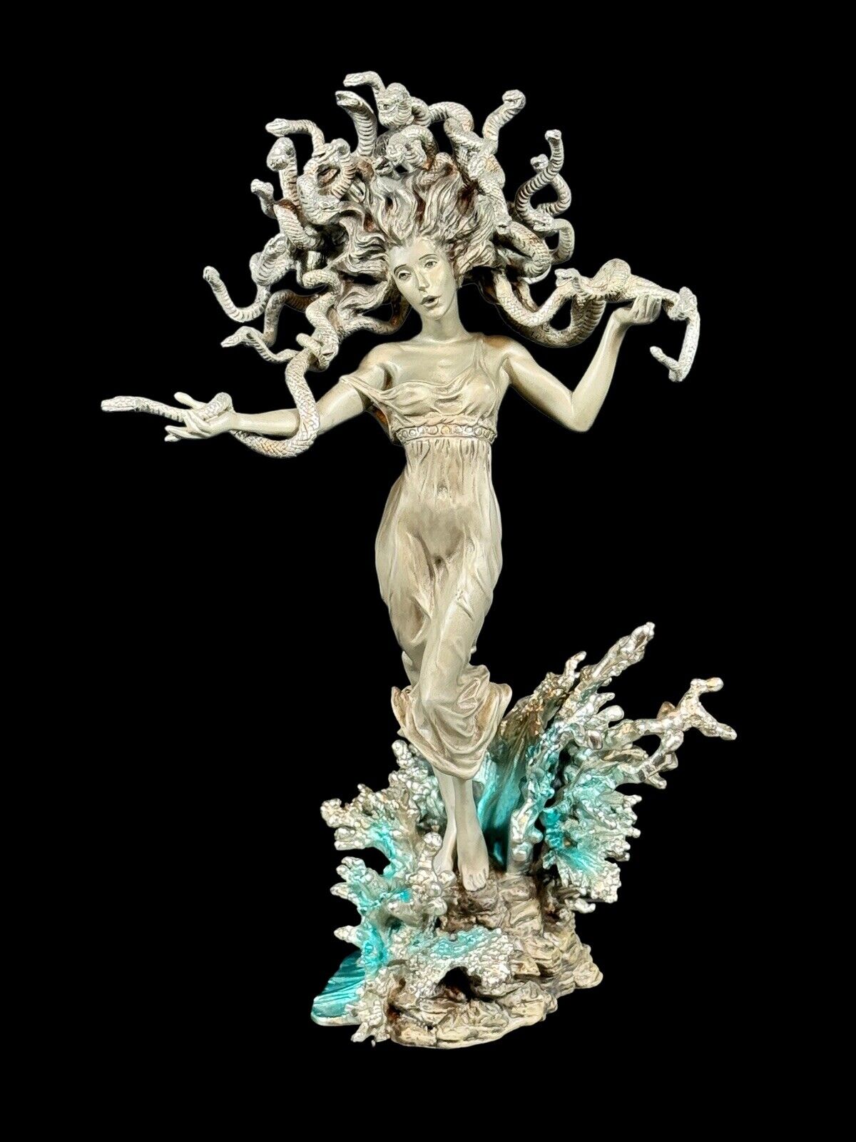 Medusa Daughter of The Sea By Franklin Mint Solid Pewter Sculpture 2002