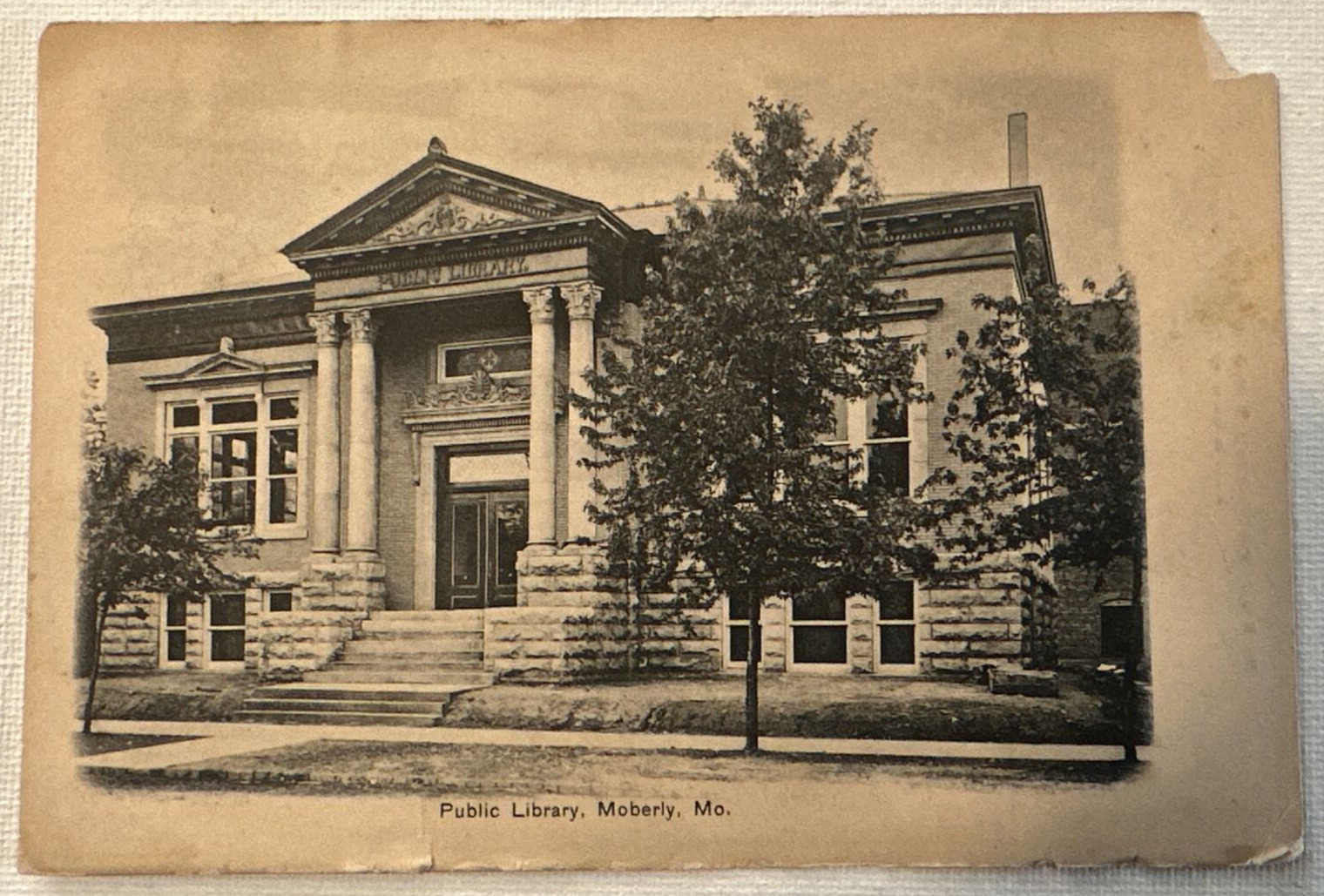 Antique 1909 Postcard Public Library Moberly Missouri Posted With Stamp