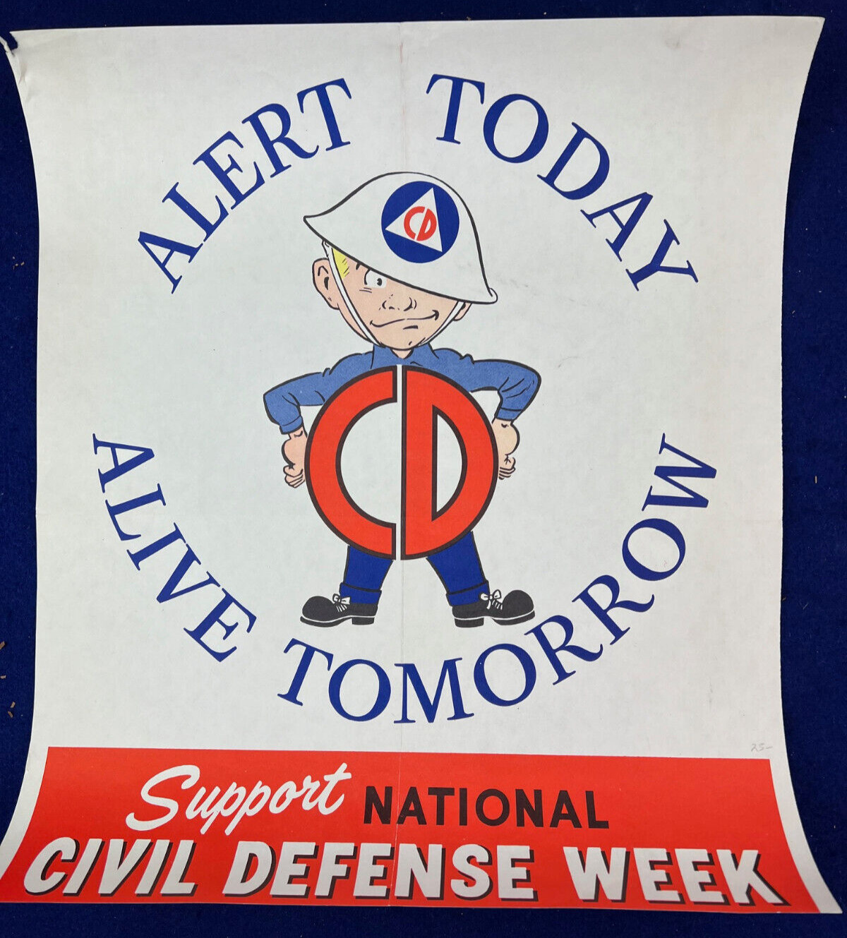 Vintage 1950s Mr. Civil Defense Week Atomic Bomb Fallout Poster Al Capp Cartoon