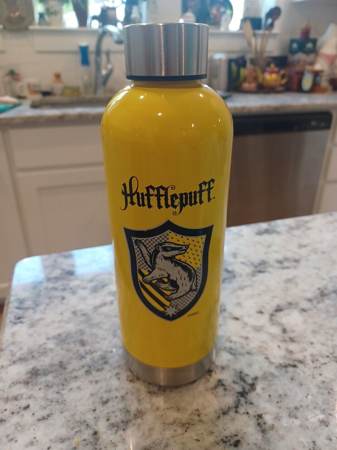 HARRY POTTER Hufflepuff William Sonoma Aluminum Water Bottle Thermos Yellow