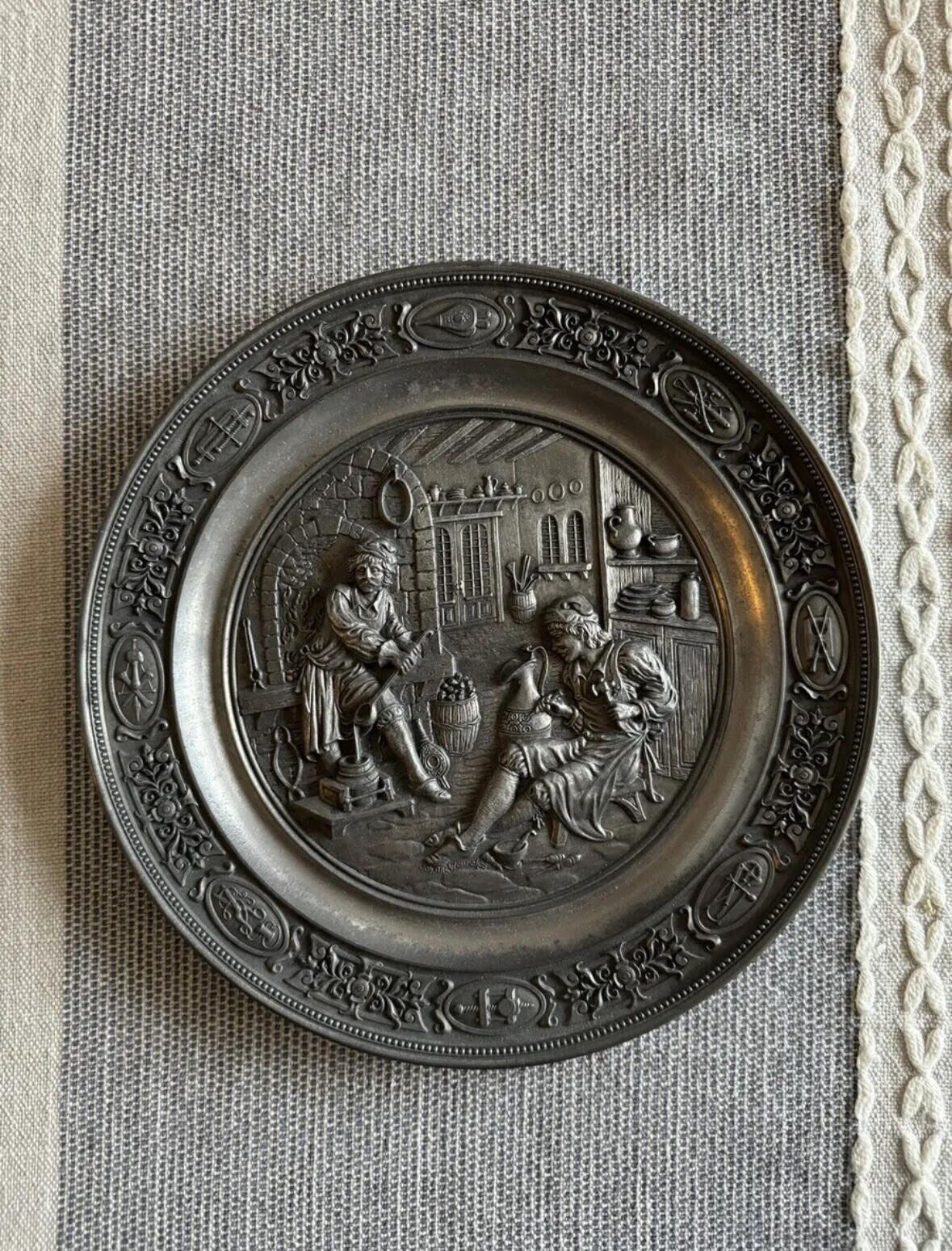 Antique Pewter Wall Plate | SKS