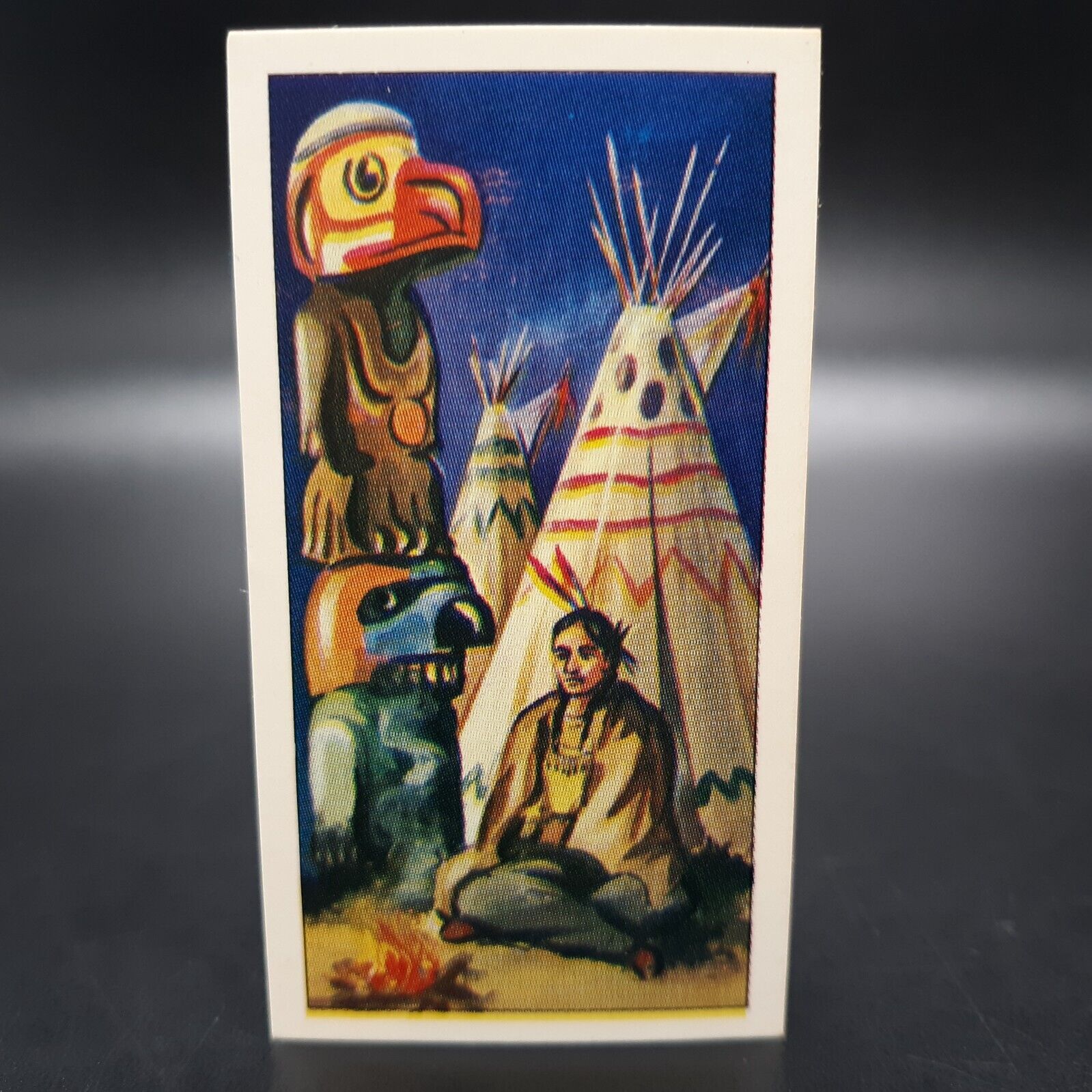 1963 Barratt The Wild West #25 Totem Pole & Wigwams Tobacco Cigarette Trade Card