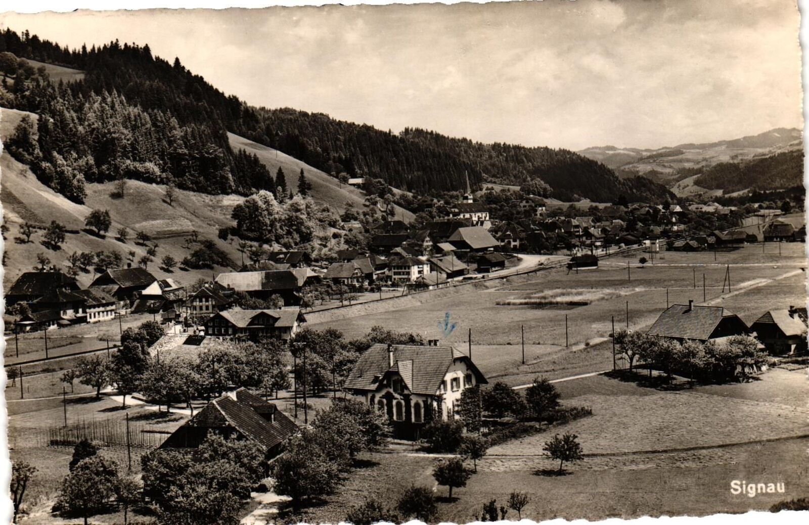 VTG Postcard RPPC- Town, Signau Early 1900s