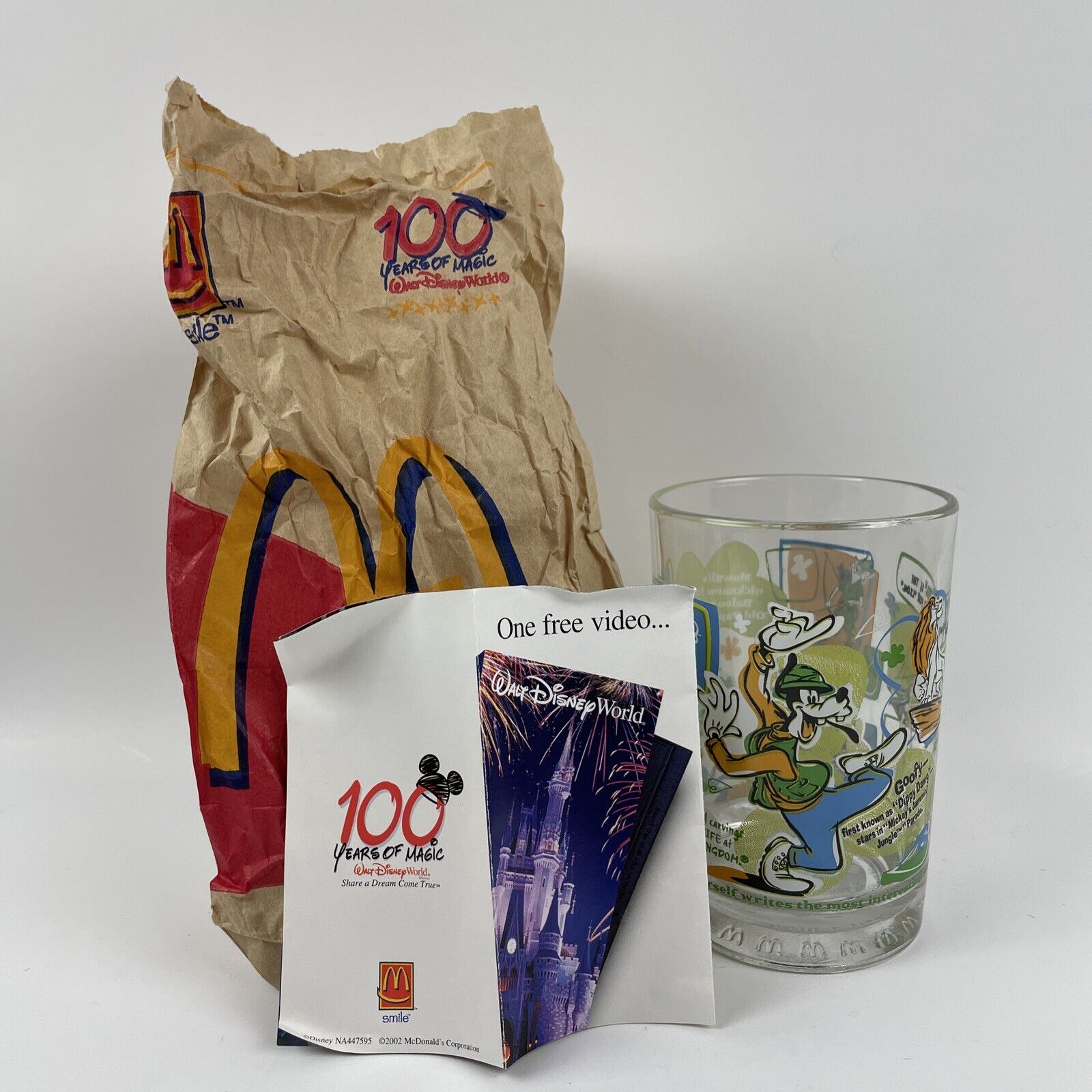 Vintage 2002 McDonald’s Disney Tumbler 100 Years Of Magic Original Bag & Manual