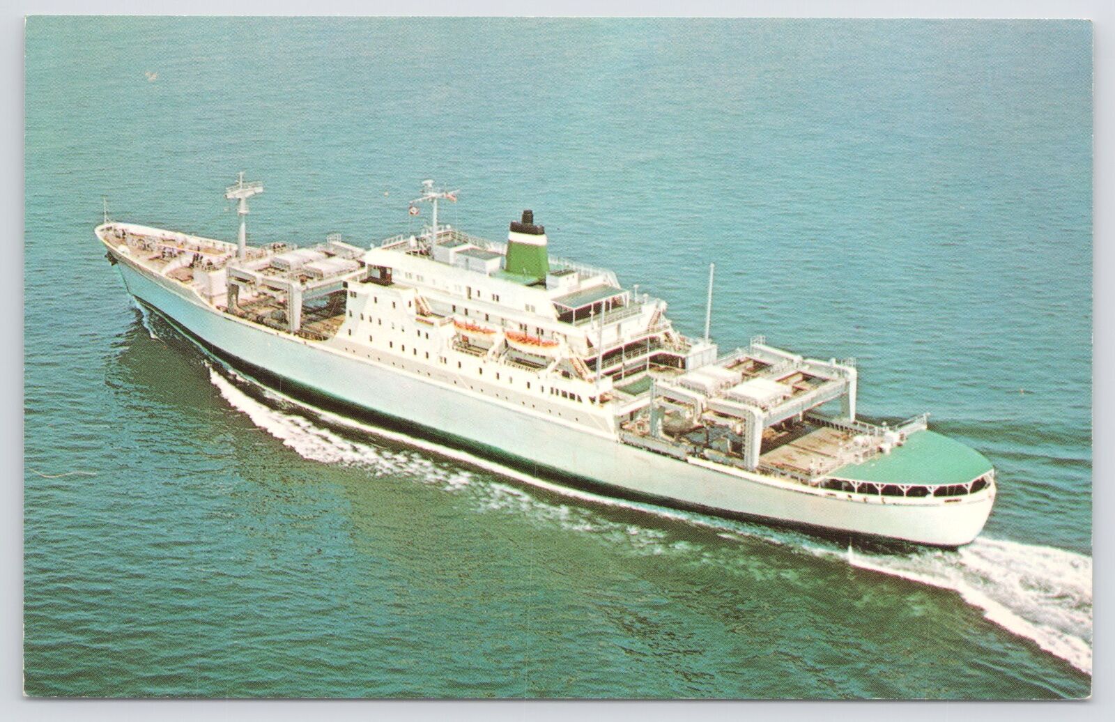 Transportation~Air View Grace Line Liner On The Caribbean~Vintage Postcard