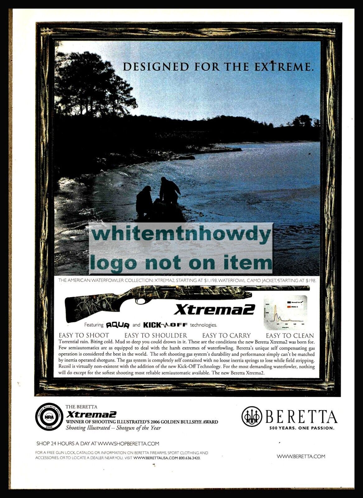 2007 BERETTA Xtrema2 Shotgun PRINT AD Advertising Duck Hunting on Lake