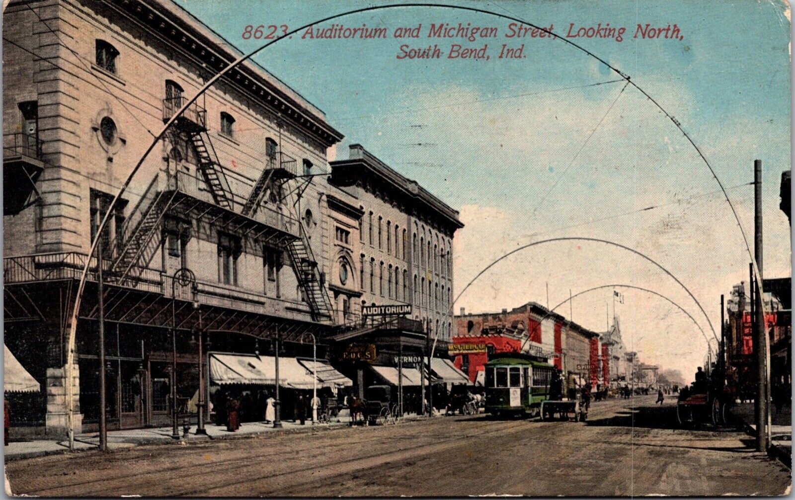 PC Auditorium and Michigan Street, Looking North in South Bend, Indiana~139238