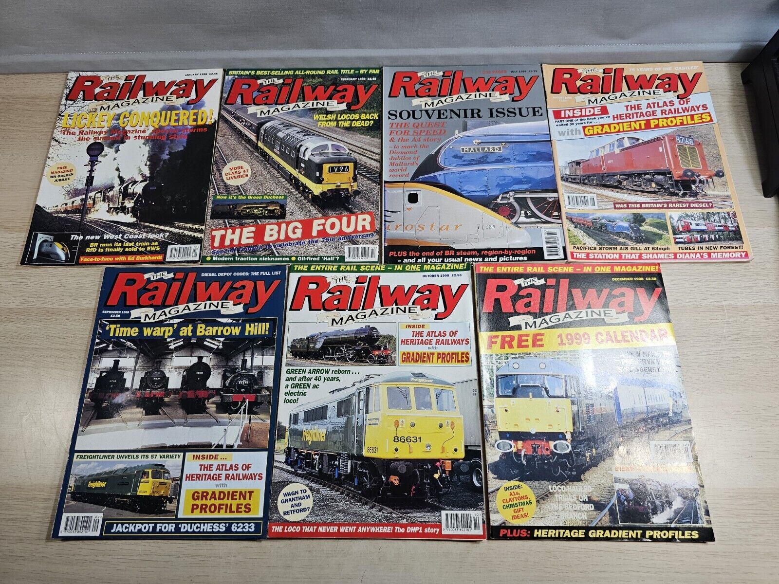 The Railway Magazine 7x Issues From 1998 - Jan Feb Jul Aug Sep Oct Dec - Trains