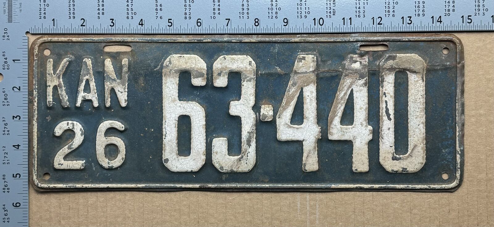 1926 Kansas license plate 63-440 YOM DMV Ford Chevy Dodge 15858