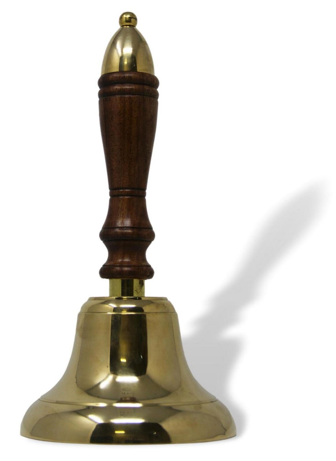 Wooden handled Solid Brass School Hand Bell with Split Ring Attachment