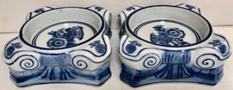 Rare 1940\'s Vintage Chinese Decor Bowls - Blue and White Hand Painted Porcelain