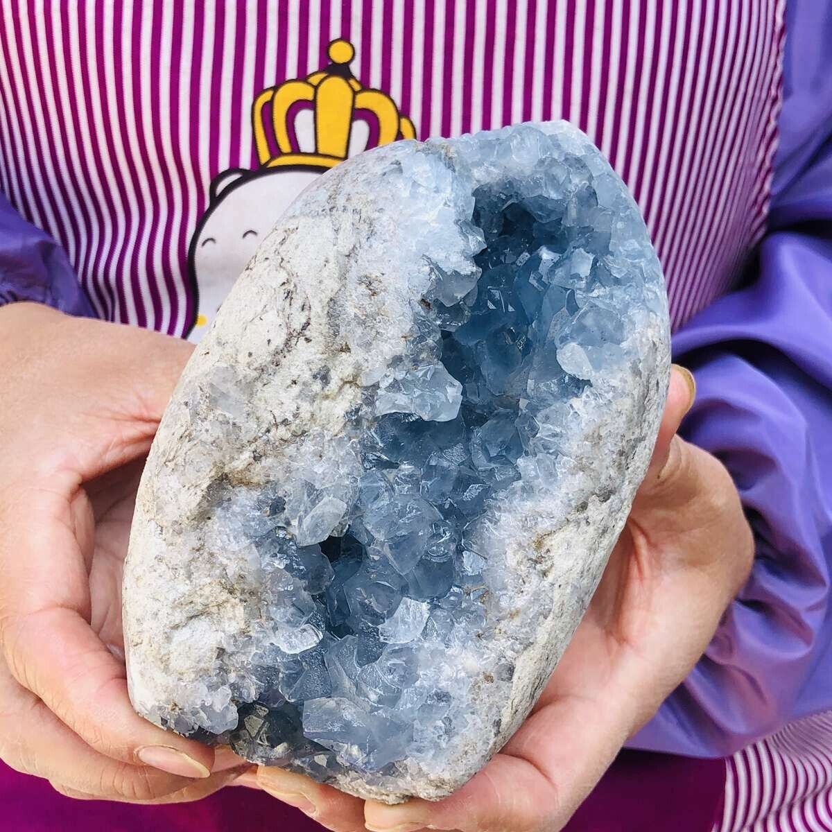 1440G Natural Beautiful Blue Celestite Crystal Geode Cave Mineral Specimen 605
